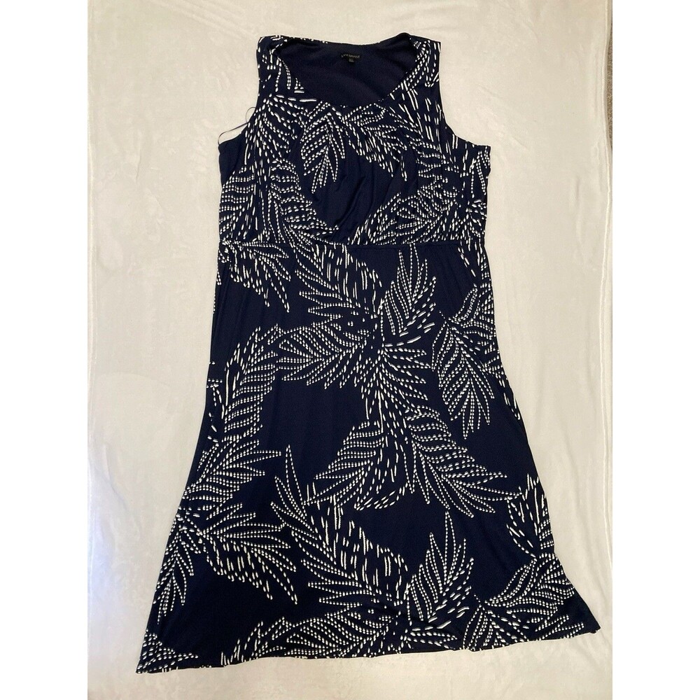 Lane Bryant Dress Womens Size 30 32 Blue White Sleeveless Long Elastic Waist
